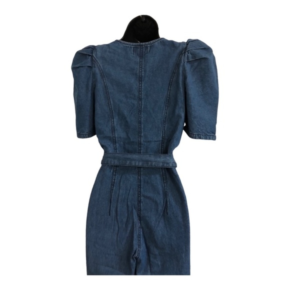 Jessica Simpson blue jeans denim puff sleeve adjustable hem jumpsuit size XS new - Picture 16 of 16
